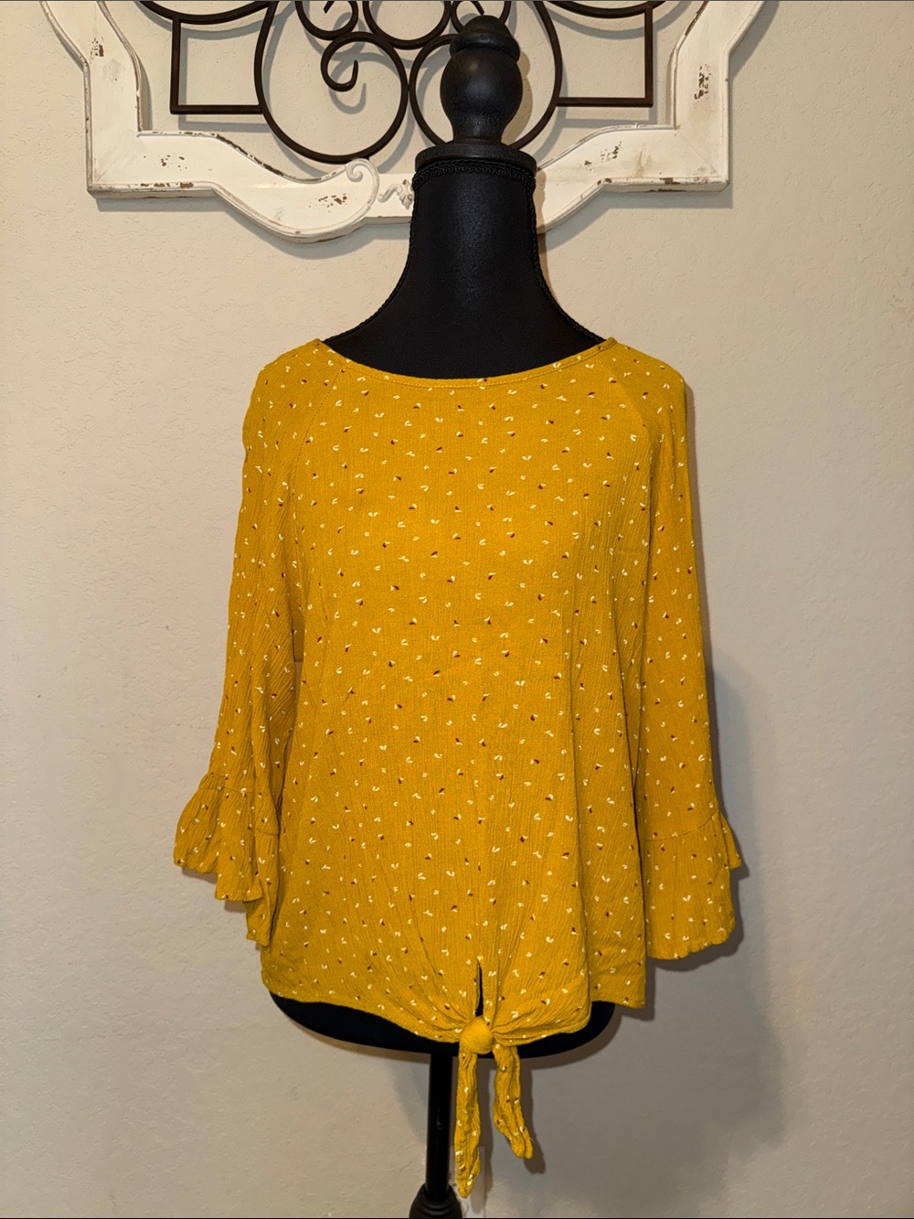 Women’s Mustard Tie-Front Blouse